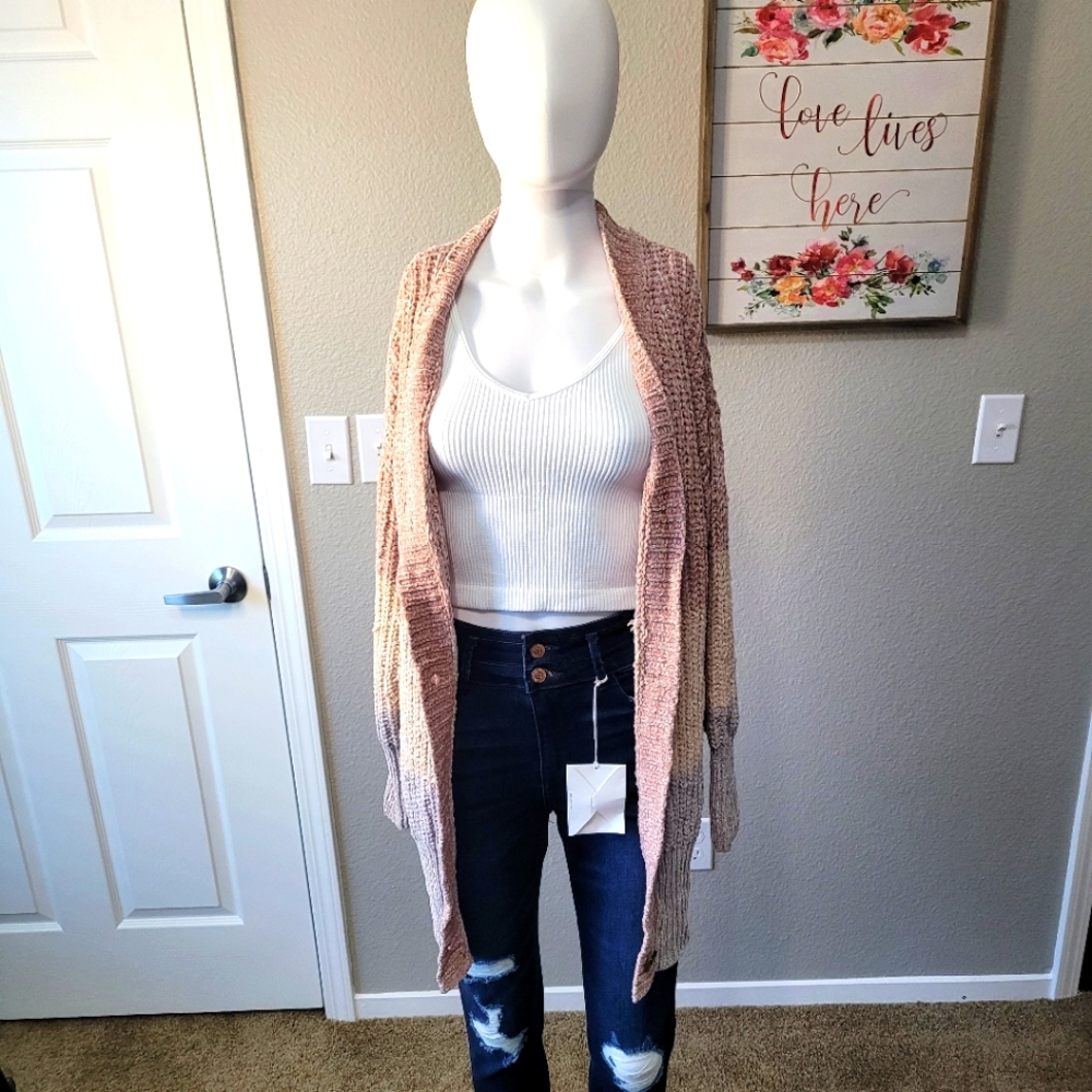 Woven striped cardigan